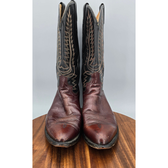 Vintage Acme Boots Mens 13 D Black Cherry Leather Circle A Western Cowboy main image 7